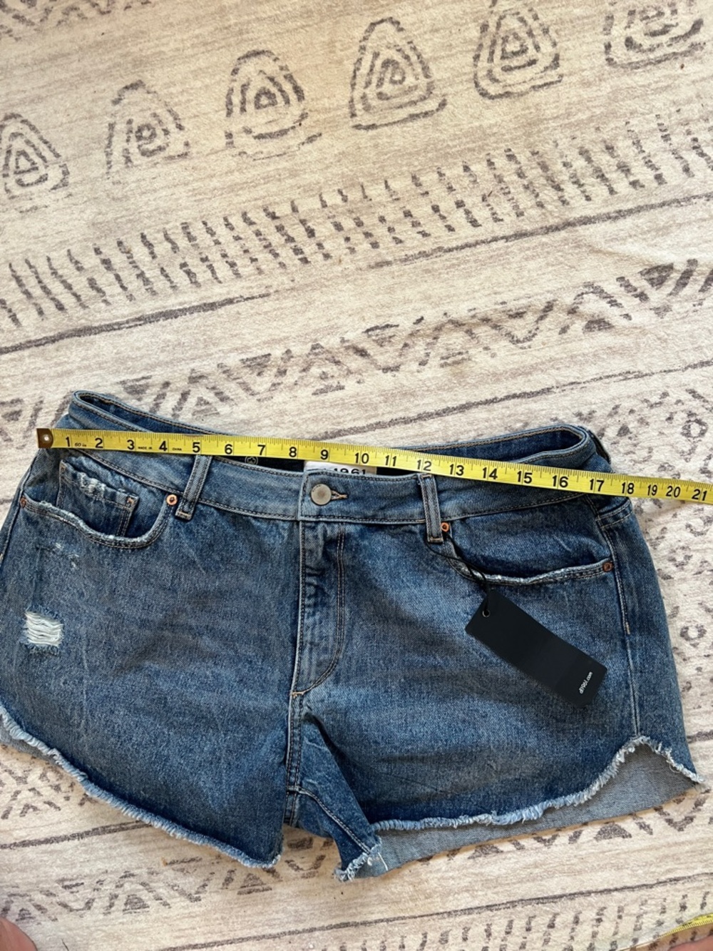 DL1961 Washed Blue Distressed Denim Shorts - Picture 6 of 9